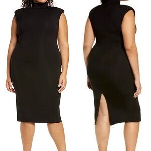 Good American Mock Neck Power Dress Black